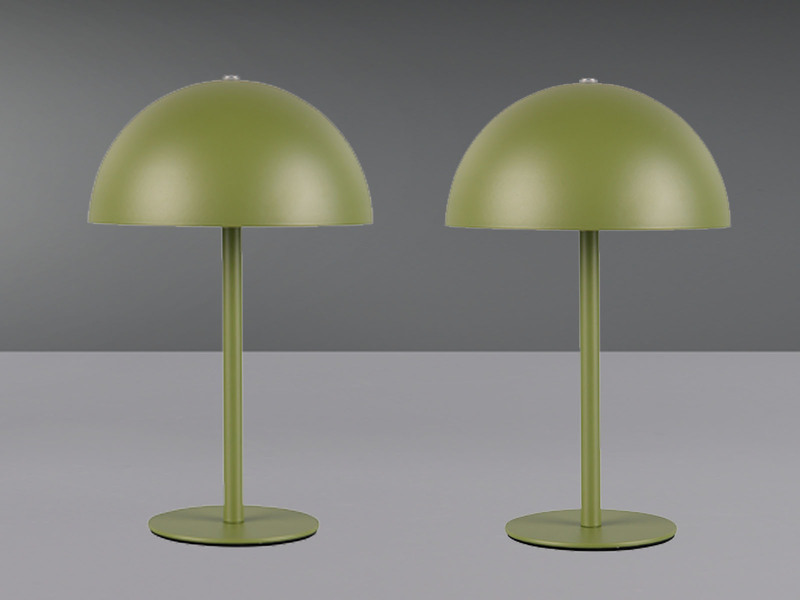 2er SET Akku Tischlampen Grün, Touch dimmbar, USB aufladbar, 21cm klein