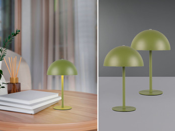 2er SET Akku Tischlampen Grün, Touch dimmbar, USB aufladbar, 21cm klein