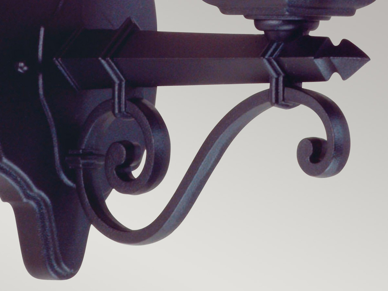 LED Außenwandleuchte Landhausstil Laterne stehend mit Bleiglas, Höhe 45cm