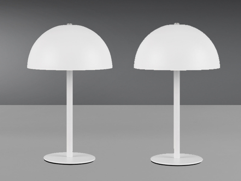 2er SET Akku Tischlampen Weiß, Touch dimmbar, USB aufladbar, 21cm klein