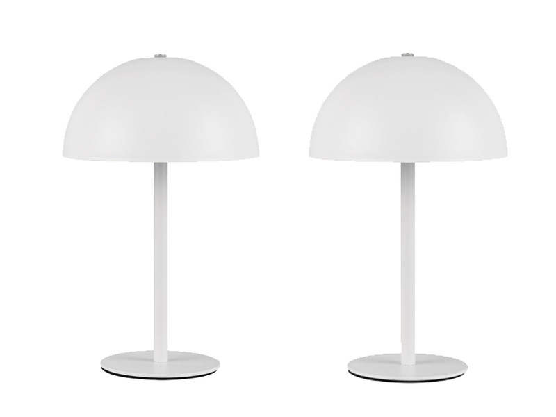 2er SET Akku Tischlampen Weiß, Touch dimmbar, USB aufladbar, 21cm klein