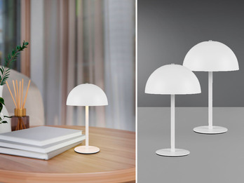 2er SET Akku Tischlampen Weiß, Touch dimmbar, USB aufladbar, 21cm klein
