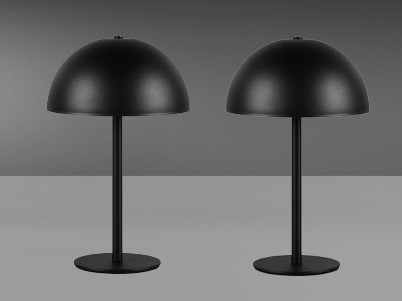 2er SET Akku Tischlampen Schwarz, Touch dimmbar, USB aufladbar, 21cm klein