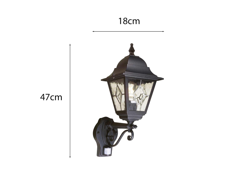 LED Außenwandleuchte Laterne stehend mit Bewegungsmelder, Höhe 47cm