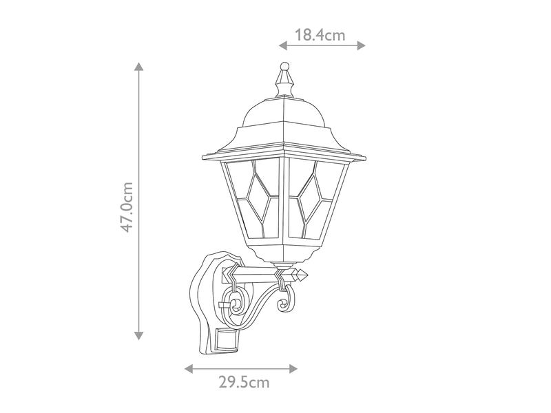LED Außenwandleuchte Laterne stehend mit Bewegungsmelder, Höhe 47cm