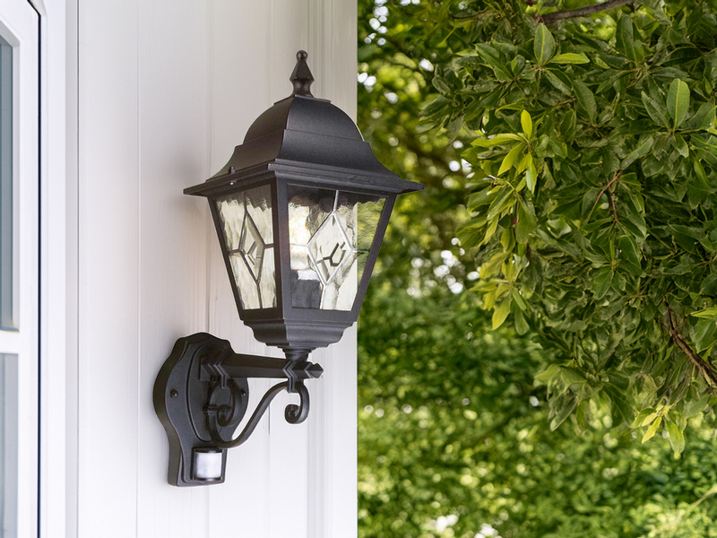 LED Außenwandleuchte Laterne stehend mit Bewegungsmelder, Höhe 47cm