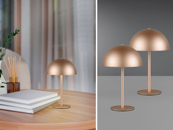 2er SET Akku Tischlampen Coffee, Touch dimmbar, USB aufladbar, 21cm klein