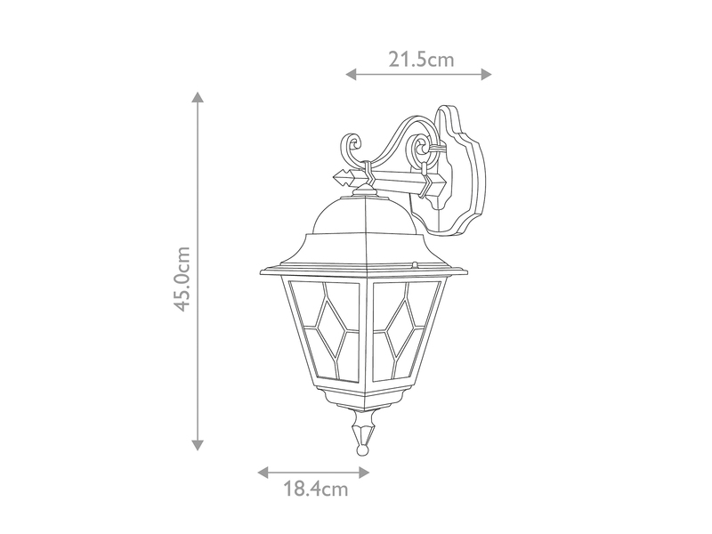 LED Außenwandleuchte Landhausstil Laterne hängend mit Bleiglas, Höhe 45cm
