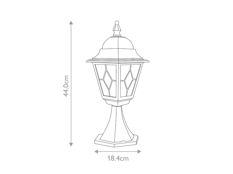 LED Außen Sockelleuchte im Landhausstil Laterne mit Bleiglas, Höhe 44cm
