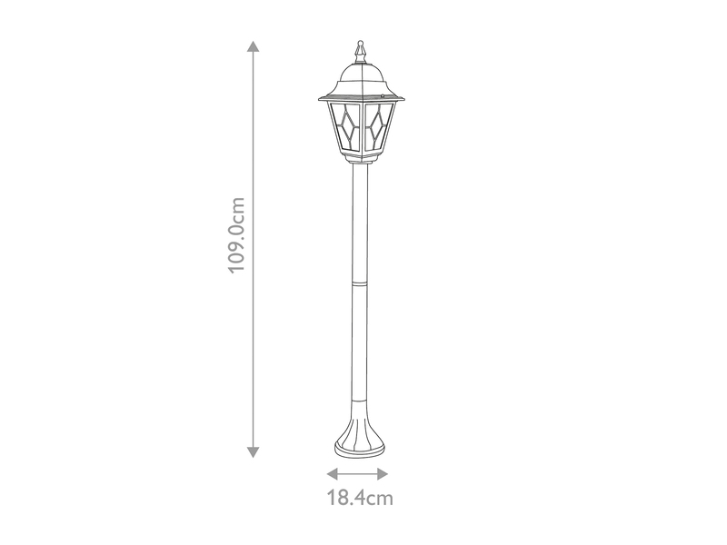 LED Außen Wegeleuchte im Landhausstil Laterne mit Bleiglas, Höhe 109cm