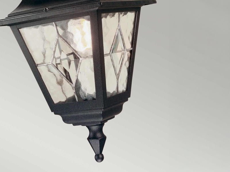 Außen LED Hängeleuchte Landhausstil Kettenlaterne mit Bleiglas, Höhe 60cm