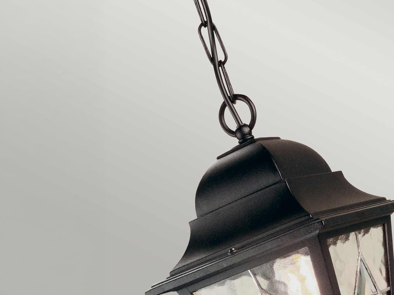 Außen LED Hängeleuchte Landhausstil Kettenlaterne mit Bleiglas, Höhe 60cm