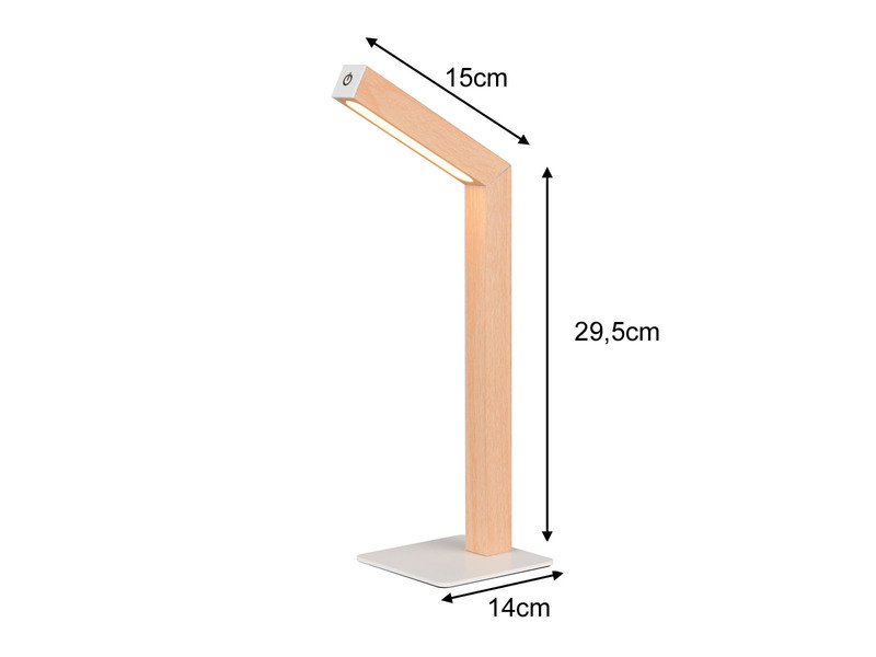Magnetische Akku Schreibtischlampe SKIP Holzfarben, dimmbar, Höhe 37cm