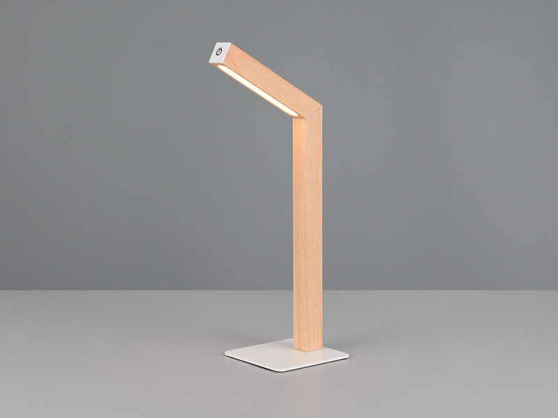 Magnetische Akku Schreibtischlampe SKIP Holzfarben, dimmbar, Höhe 37cm