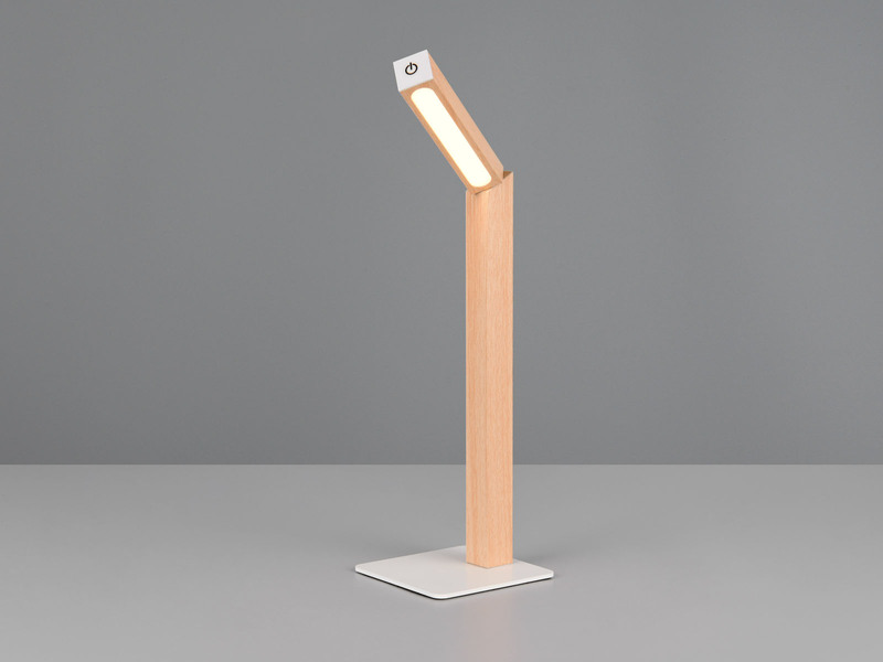 Magnetische Akku Schreibtischlampe SKIP Holzfarben, dimmbar, Höhe 37cm