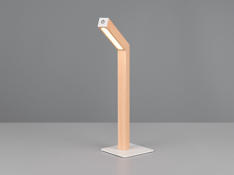 Magnetische Akku Schreibtischlampe SKIP Holzfarben, dimmbar, Höhe 37cm