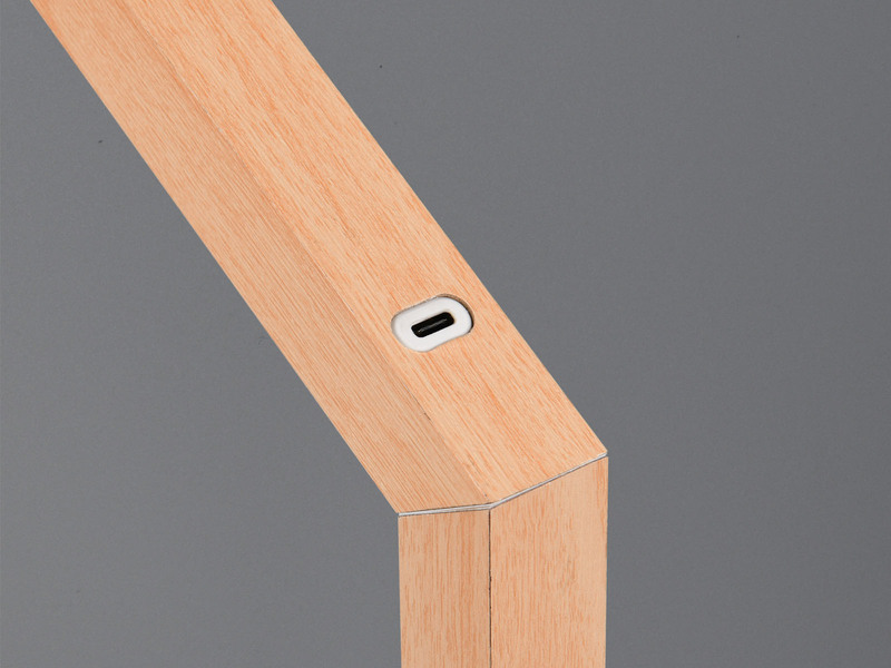 Magnetische Akku Schreibtischlampe SKIP Holzfarben, dimmbar, Höhe 37cm