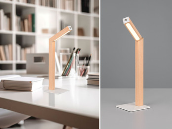 Magnetische Akku Schreibtischlampe SKIP Holzfarben, dimmbar, Höhe 37cm