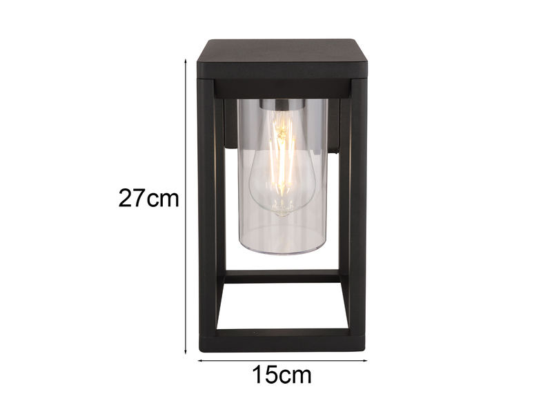 Außenwandleuchte CANDELA Laterne aus Aluminium in Schwarz, Höhe 27cm