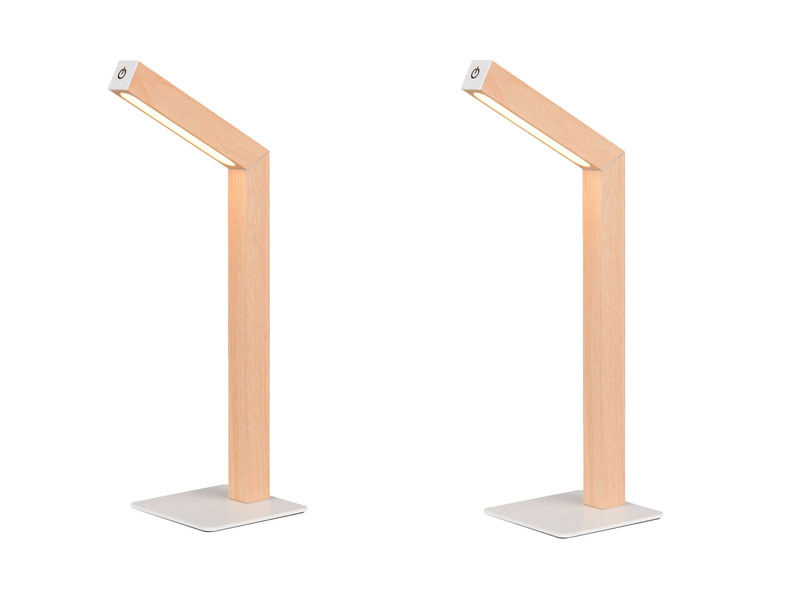 2er SET Akku Schreibtischlampen magnetisch in Holzfarben, Höhe 37cm