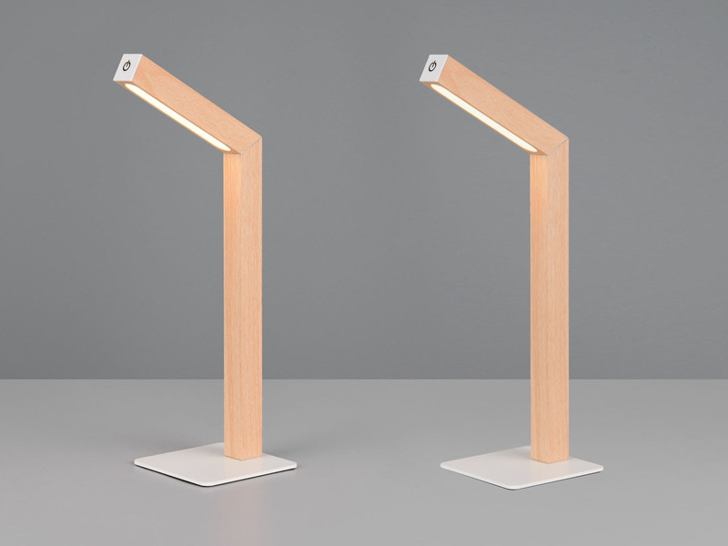 2er SET Akku Schreibtischlampen magnetisch in Holzfarben, Höhe 37cm
