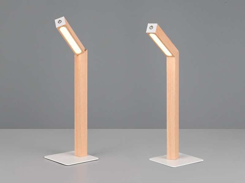 2er SET Akku Schreibtischlampen magnetisch in Holzfarben, Höhe 37cm