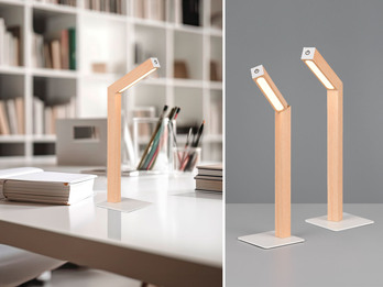 2er SET Akku Schreibtischlampen magnetisch in Holzfarben, Höhe 37cm