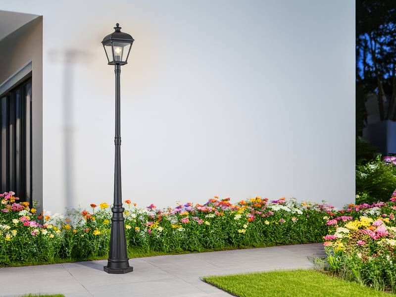 Straßenlaterne BAYVIEW im Landhausstil Aluminium Schwarz, Höhe 216cm