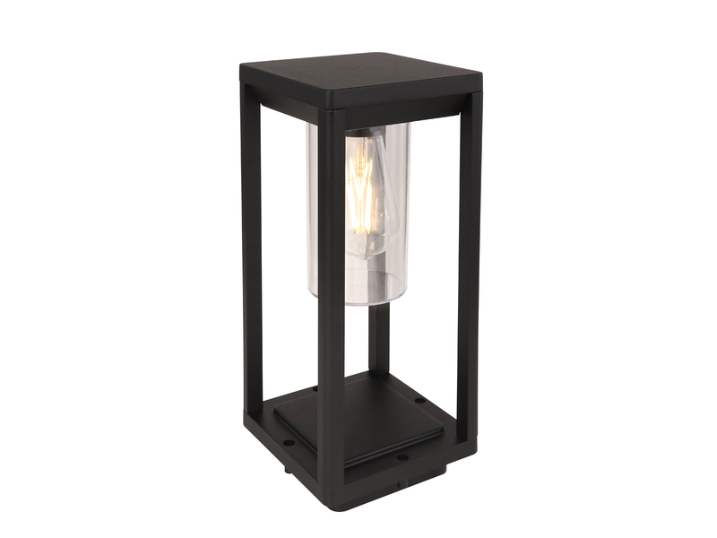 Sockelleuchte CANDELA Laterne aus Druckguss Aluminium in Schwarz, H: 35cm