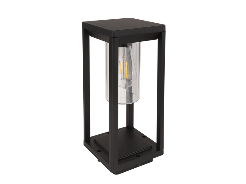 Sockelleuchte CANDELA Laterne aus Druckguss Aluminium in Schwarz, H: 35cm