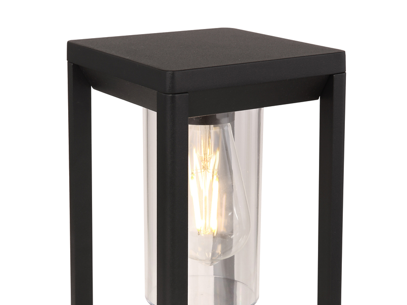 Sockelleuchte CANDELA Laterne aus Druckguss Aluminium in Schwarz, H: 35cm