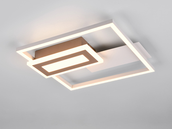LED Deckenleuchte und Wandleuchte SPIRO ultraflach in Grey/Coffee, Breite 33cm
