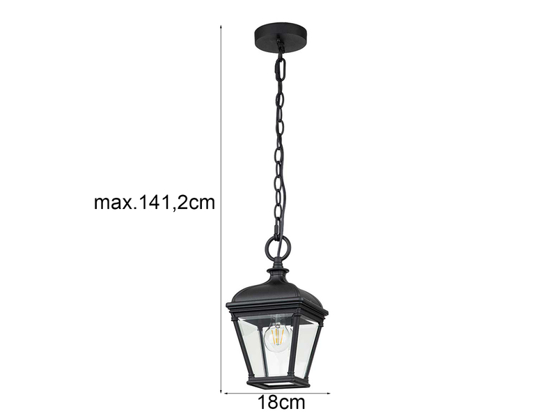 Outdoor Hängelampe BAYVIEW Kettenlaterne Landhausstil, max. Höhe 141cm