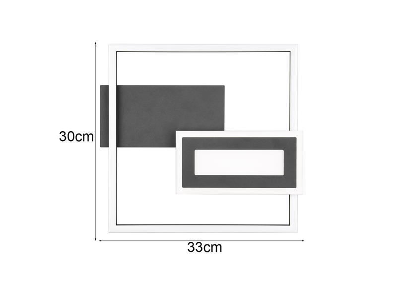 LED Deckenleuchte und Wandleuchte SPIRO ultraflach in Schwarz, Breite 33cm