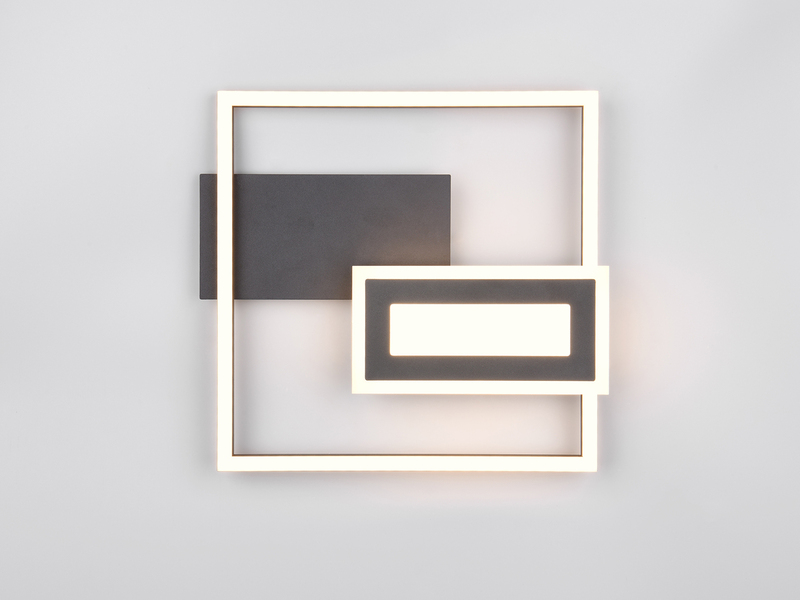 LED Deckenleuchte und Wandleuchte SPIRO ultraflach in Schwarz, Breite 33cm