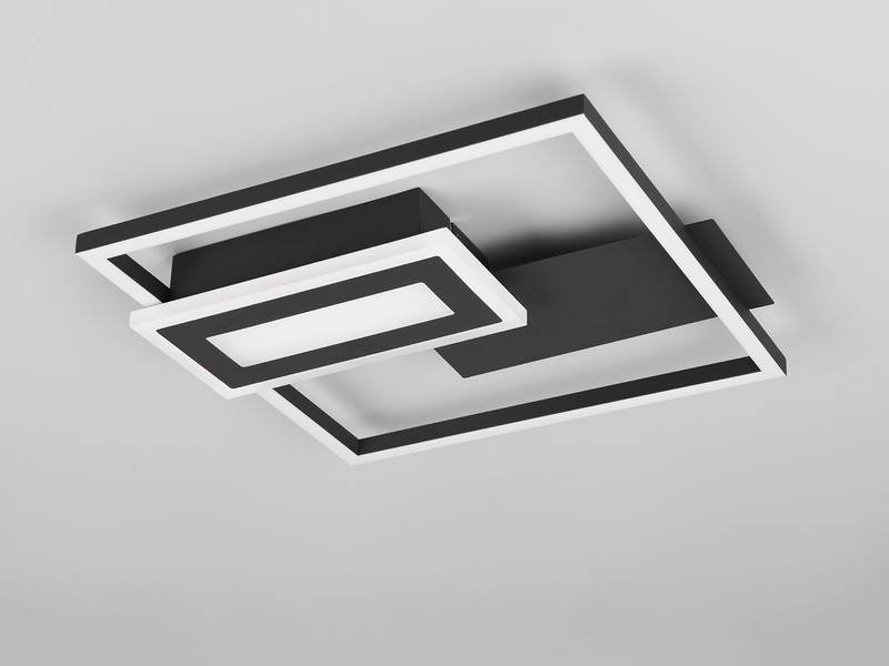 LED Deckenleuchte und Wandleuchte SPIRO ultraflach in Schwarz, Breite 33cm