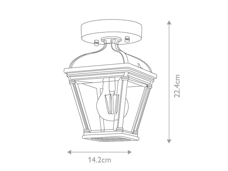 Außen Deckenleuchte BAYVIEW Laterne im Landhausstil, Höhe 22,5cm