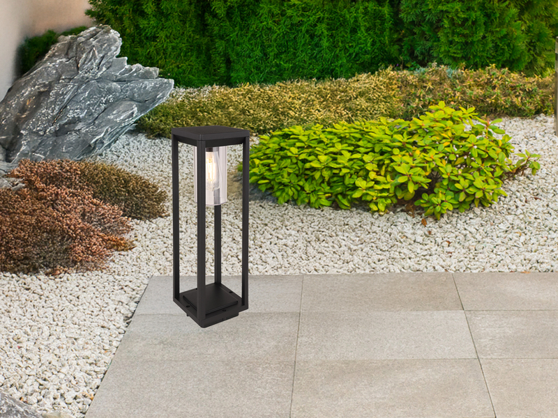 Wegeleuchte CANDELA Laterne aus Druckguss Aluminium in Schwarz, H: 50cm