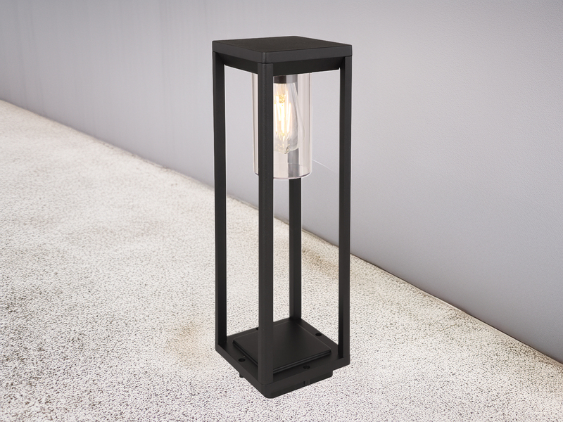 Wegeleuchte CANDELA Laterne aus Druckguss Aluminium in Schwarz, H: 50cm