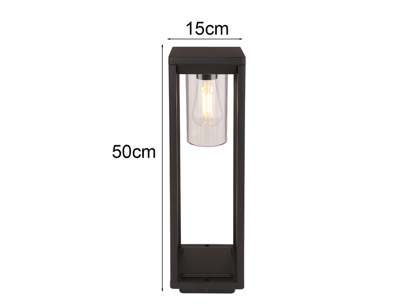 Wegeleuchte CANDELA Laterne aus Druckguss Aluminium in Schwarz, H: 50cm