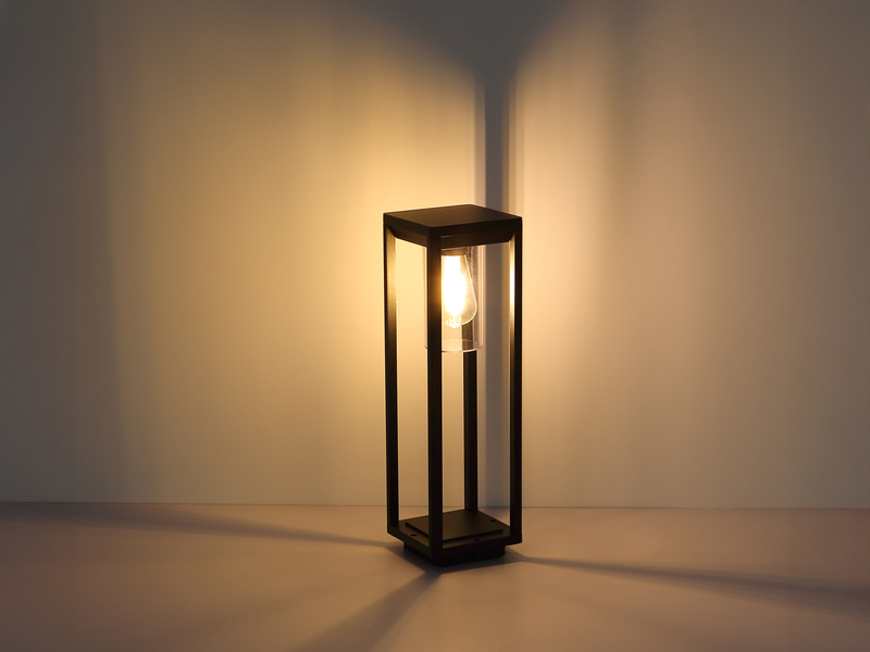 Wegeleuchte CANDELA Laterne aus Druckguss Aluminium in Schwarz, H: 50cm