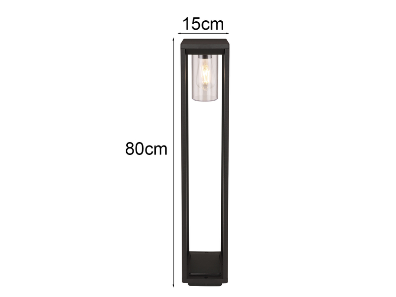 Wegeleuchte CANDELA Laterne aus Druckguss Aluminium in Schwarz, H: 80cm