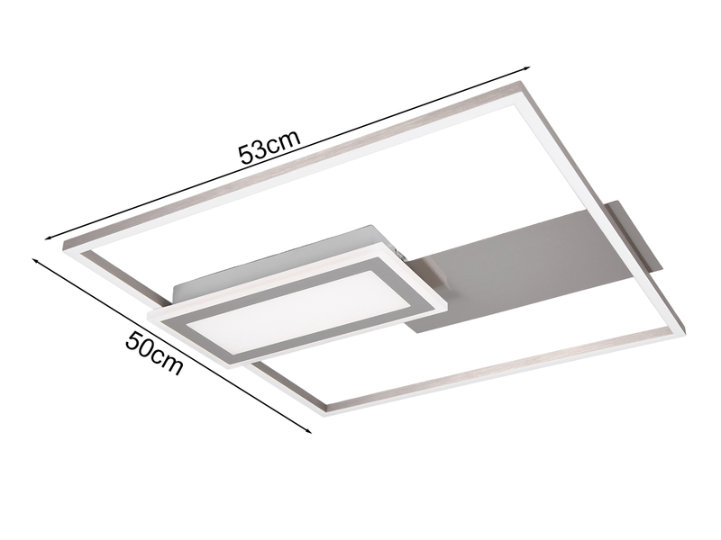 LED Deckenlampe SPIRO mit Fernbedienung flach in Silber, dimmbar, Quadrat 53cm