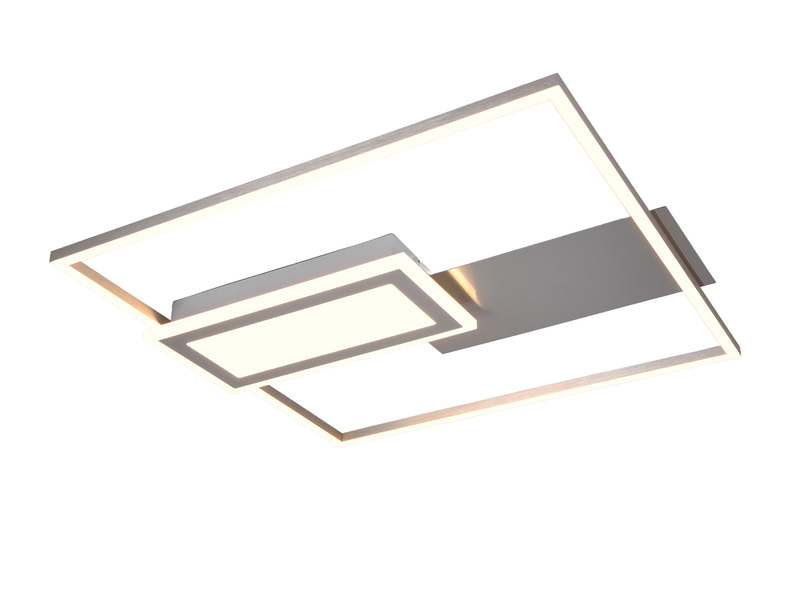 LED Deckenlampe SPIRO mit Fernbedienung flach in Silber, dimmbar, Quadrat 53cm