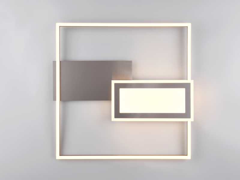 LED Deckenleuchte SPIRO mit Fernbedienung flach Silber, dimmbar, Breite 53cm