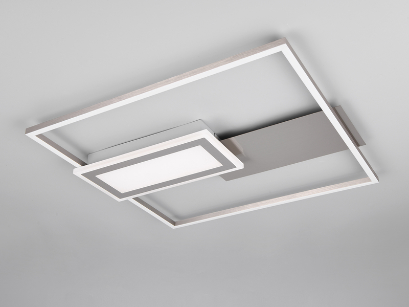 LED Deckenlampe SPIRO mit Fernbedienung flach in Silber, dimmbar, Quadrat 53cm