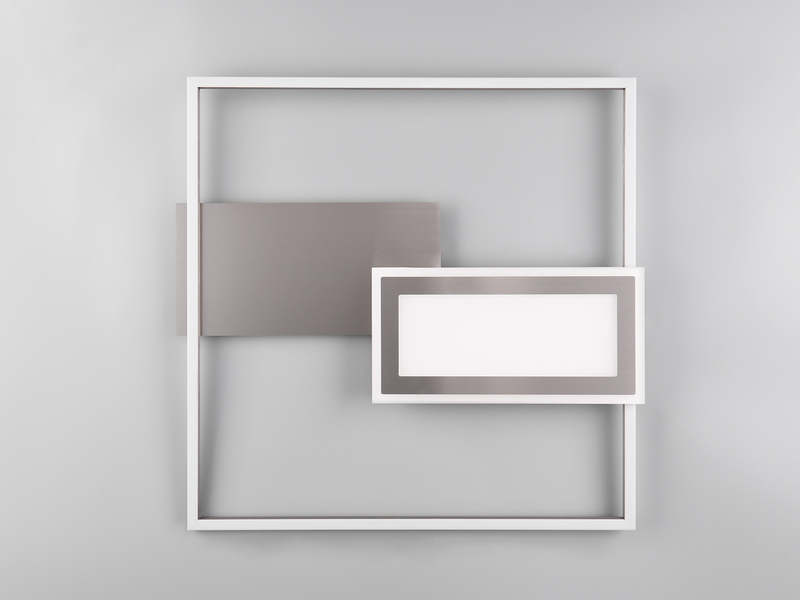 LED Deckenleuchte SPIRO mit Fernbedienung flach Silber, dimmbar, Breite 53cm