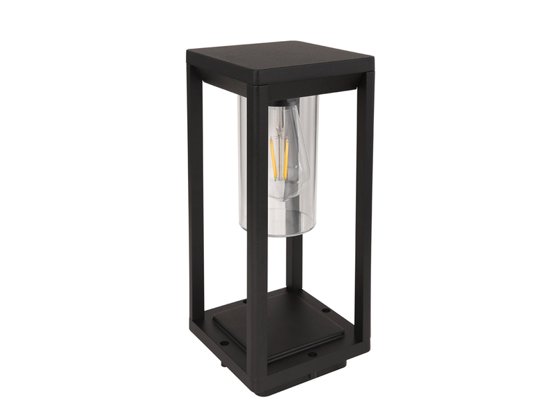 Moderne LED Sockelleuchte aus Druckguss Aluminium in Schwarz, Höhe 35cm