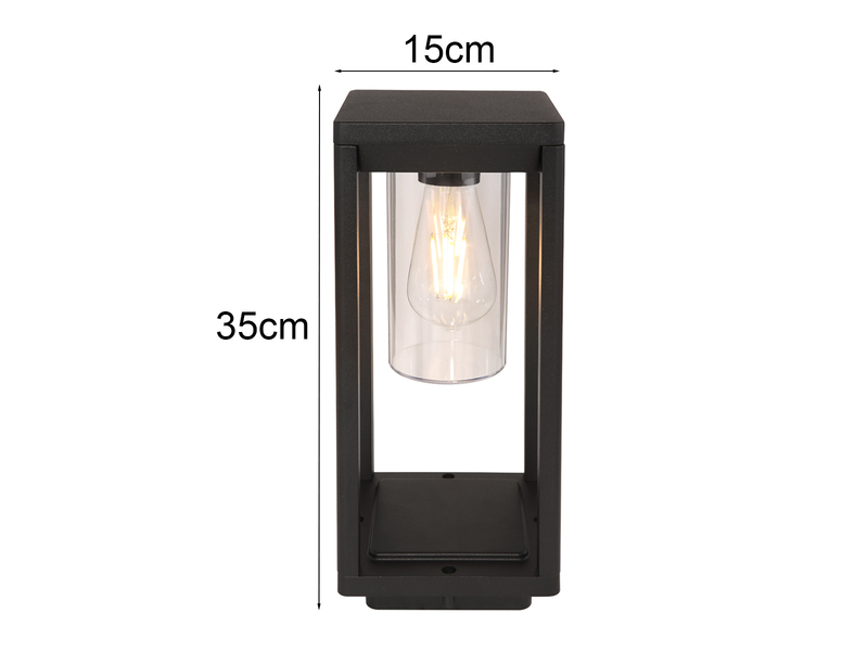 Moderne LED Sockelleuchte aus Druckguss Aluminium in Schwarz, Höhe 35cm