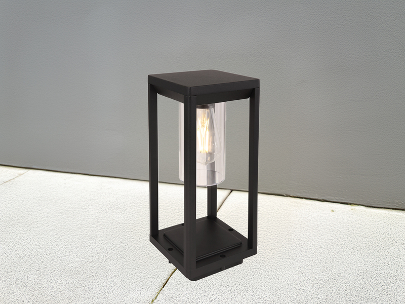 Moderne LED Sockelleuchte aus Druckguss Aluminium in Schwarz, Höhe 35cm